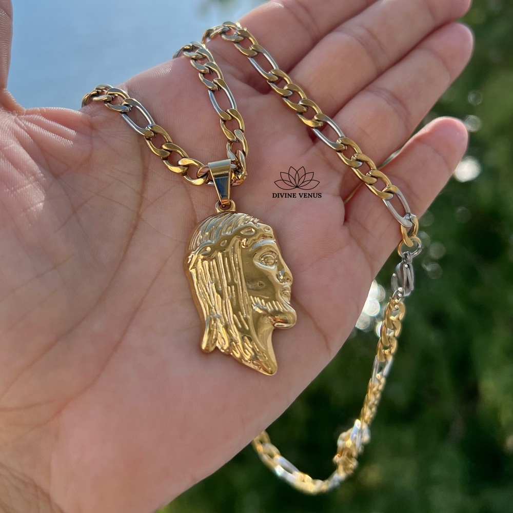 Jesus Christ Pendant Necklace | Dual Color Stainless Steel Necklace | Messiah